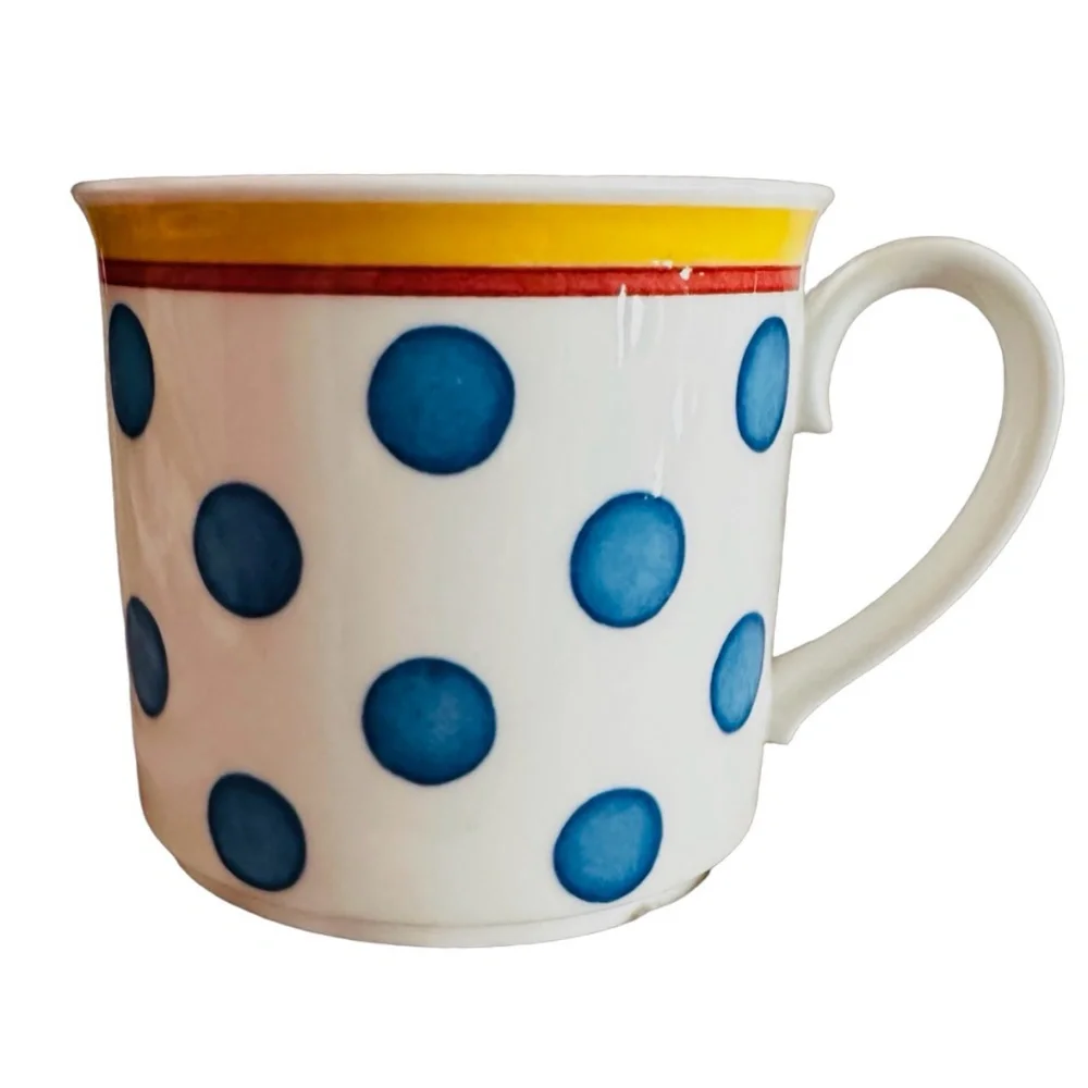 VLLEROY & BOCH Twist Anna Cup & Creamer (lot of 3) Fine China Polka Dots